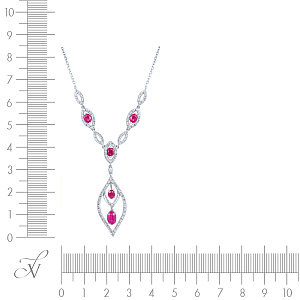 Колье из белого золота с бриллиантами, рубинами