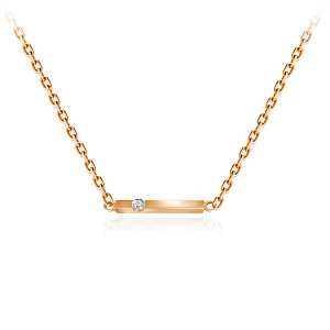 Колье из красного золота с бриллиантом, плетение якорное