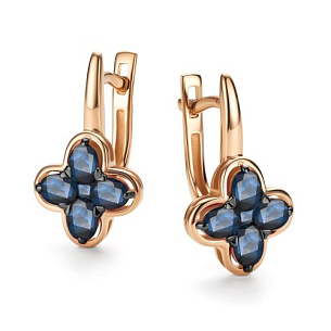 Серьги с английским замком из красного золота с сапфиром