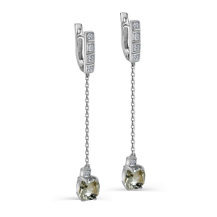 Серьги с английским замком из белого золота с бриллиантом