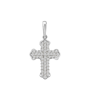 Крест из белого золота с бриллиантом