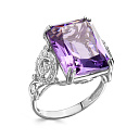 Кольцо из белого золота с бриллиантами, аметистом