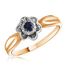 Кольцо из красного золота с бриллиантами, сапфиром