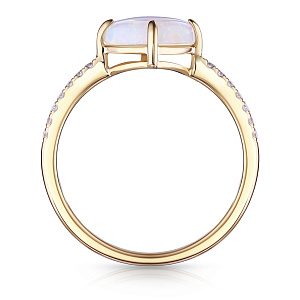 Кольцо из желтого золота с бриллиантами, опалом