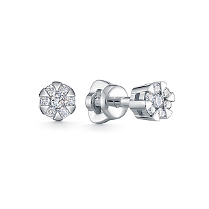 Серьги из белого золота с бриллиантом