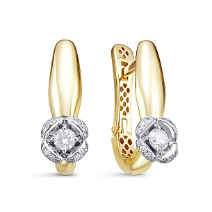 Серьги из желтого золота с бриллиантом