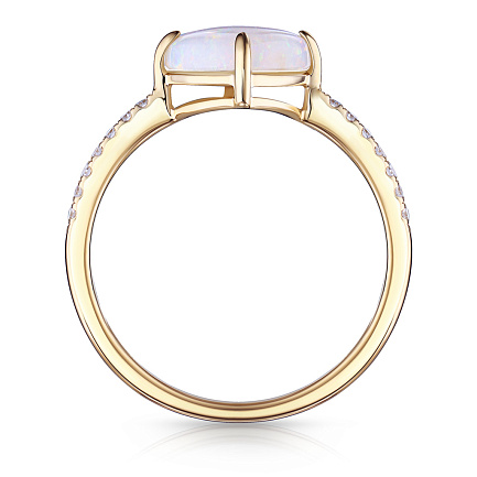 Кольцо из желтого золота с бриллиантами, опалом