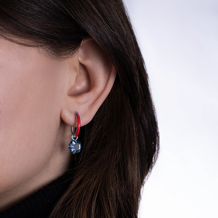 Серьги с английским замком из серебра с топазом