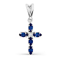Подвеска из белого золота с бриллиантом, сапфирами