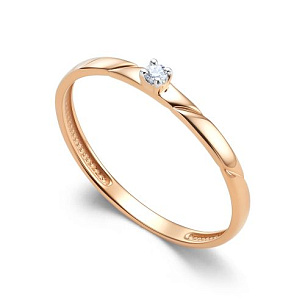 Кольцо из красного золота с бриллиантом