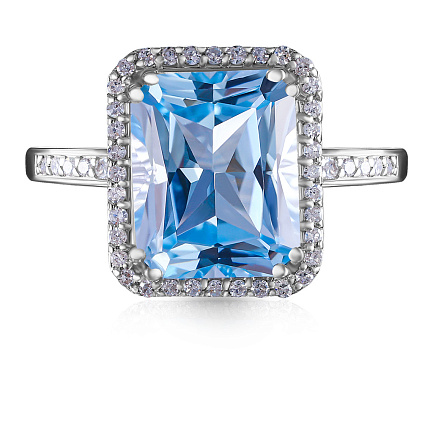 Кольцо из белого золота с бриллиантами, топазом