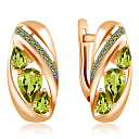 Серьги с английским замком из красного золота с фианитом