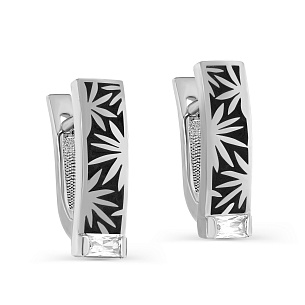 Серьги с английским замком из серебра с фианитом