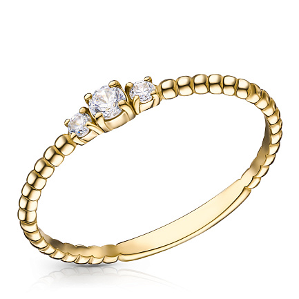 Кольцо из желтого золота с фианитом