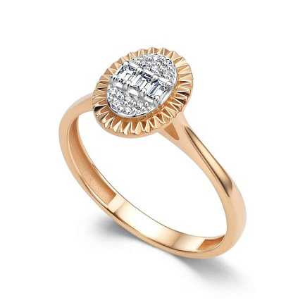 Кольцо из красного золота с бриллиантами