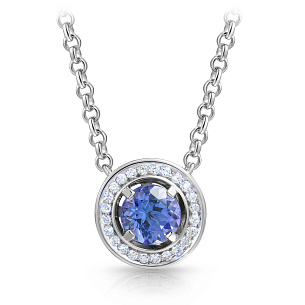 Колье из белого золота с бриллиантами, танзанитом