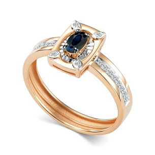 Кольцо из красного золота с бриллиантом