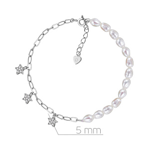 Браслет декоративный из серебра с фианитом