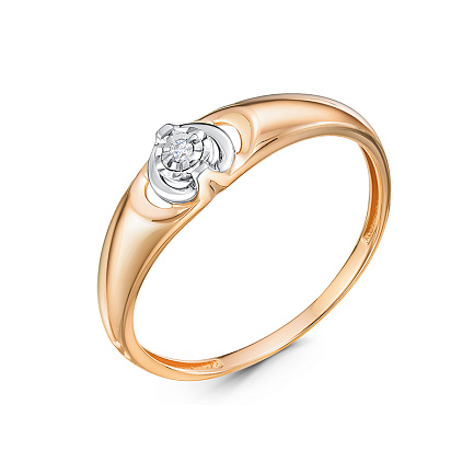 Кольцо из красного золота с бриллиантом