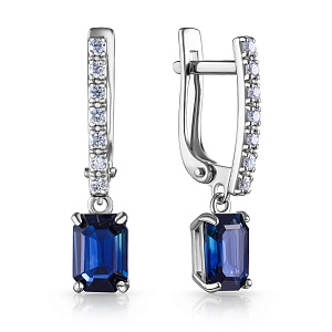 Серьги с английским замком из белого золота с бриллиантами