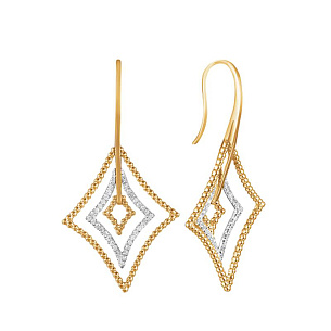 Серьги из желтого золота с бриллиантом