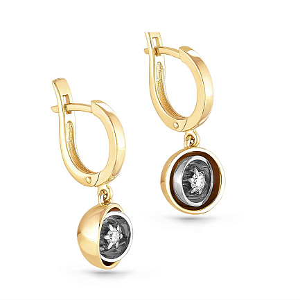 Серьги с английским замком из желтого золота