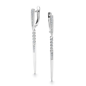 Серьги с английским замком из белого золота с бриллиантами