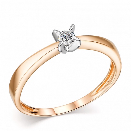 Кольцо из красного золота с бриллиантом