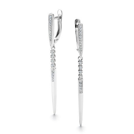 Серьги с английским замком из белого золота с бриллиантами