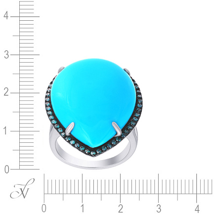 Кольцо из белого золота с бирюзой