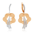 Серьги с английским замком из красного золота с фианитом