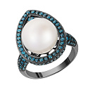 Кольцо из золота с бриллиантами, жемчугом