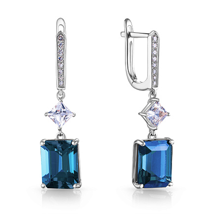 Серьги с английским замком из белого золота с бриллиантами