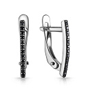 Серьги с английским замком из белого золота с фианитом