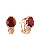 Пусеты из желтого золота с бриллиантами, рубинами