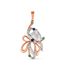 Подвеска из красного золота с бриллиантами, изумрудами