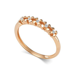 Кольцо из красного золота с бриллиантами