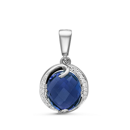 Подвеска из белого золота с бриллиантами, топазом