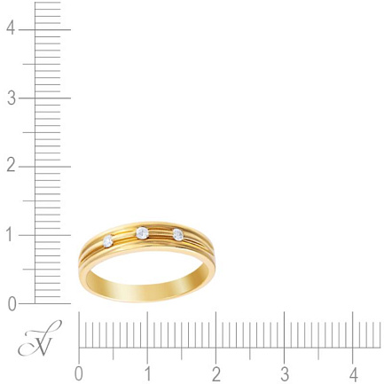 Кольцо обручальное из желтого золота с бриллиантами