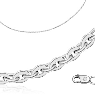 Цепь автомат из белого золота, плетение якорное