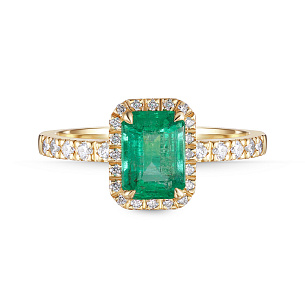 Кольцо из желтого золота с изумрудом