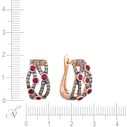 Серьги с английским замком из красного золота с бриллиантами