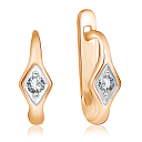 Серьги с английским замком из красного золота с бриллиантами