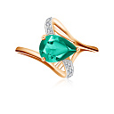 Кольцо из красного золота с бриллиантами, изумрудом