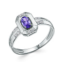 Кольцо из белого золота с бриллиантами, танзанитом