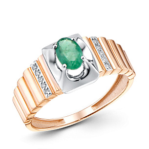 Кольцо из красного золота с изумрудом