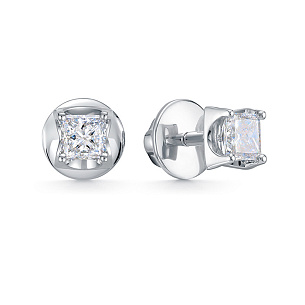 Серьги из белого золота с бриллиантом