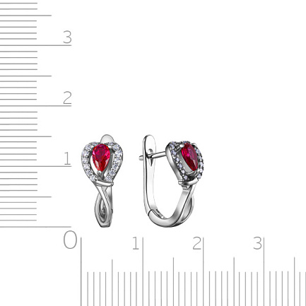 Серьги с английским замком из серебра с фианитом