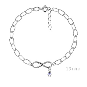 Браслет декоративный из серебра с фианитом