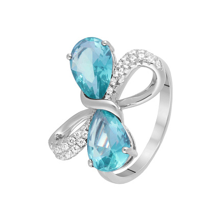 Кольцо из серебра с топазами, фианитами